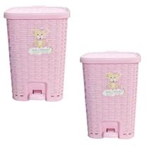 Kit 2 Lixeiras Smart C/ Tampa+Balde Removível 25L&15L Rosa