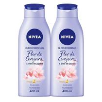 Kit 2 Loção Hidratante Nivea Óleos Essenciais Flor de Cerejeira & Óleo de Jojoba 400ml Kit 2 Loção Hidratante Nivea Óleos Essenciais Flor de Cerejeira & Óleo de Jojoba 400ml