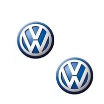 Kit 2 Logo Emblema Adesivo Volkswagen Chave Wv Aluminio Azul