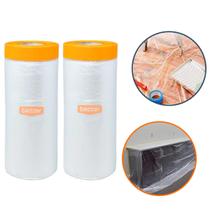 Kit 2 Lona Protetora Pintura e Reforma Fita Adesiva 105cm x 20m Bobina Plástica 21 m² Cobertura Obras Construção Móveis