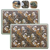 Kit 2 Lugar Americano De Plástico Retangular Green Garden Florido Luxo 43,5 X 28,5 Lyor