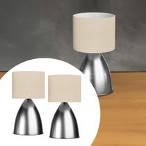 Kit 2 Luminária Abajur de Mesa Bojudo Escovado Com Cúpula algodão Para Cama, Quarto, Sala, Casa, Corredor e Escritórios Kit 2 Luminária Abajur de Mesa Bojudo Escovado Com Cúpula algodão Para Cama, Quarto, Sala, Casa, Corredor e Escritórios