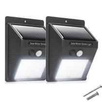 Kit 2 Luminária Arandela 30 Led Sensor Solar Recarregável Prova D'agua