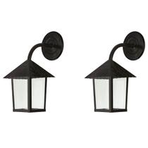 Kit 2 Luminária Arandela Colonial Externa Quadrada De Parede Preto Retrô Rústica