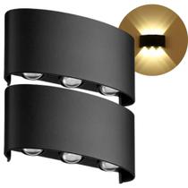 KIt 2 Luminária Arandela Refletor Lâmpada Moderna 6 Fechos de Luz ÀProva D'Água BRANCO QUENTE LED6W