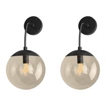 Kit 2 Luminária Arandelas Globb com vidro ambar lampadas g9