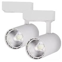 Kit 2 Luminária Branca Trilho Spot Led 10W 3500K Branco Quente Kit 2 Luminária Branca Trilho Spot Led 10W 3500K Branco Quente