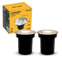 Kit 2 Luminaria de Chão Led Solo Embutir 5w Branco Quente Bivolt Aço Escovado ALUT001701-2 Alut