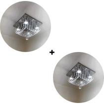 Kit 2 Luminária de Cristal Legítimo K9 30x30 Pudim Feito em Cristal Legítimo Ideal Para Quarto e Hall