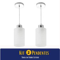 Kit 2 Luminária de Teto Pendentes Luminárias Track em Vidro Leitoso 1xE27 Bivolt