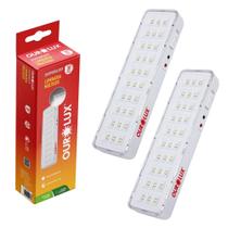 Kit 2 Luminária Emergência 2w 30 Leds Recarregável 6500k