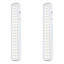 Kit 2 Luminária Emergência 5w 60 Leds Recarregável 6500k Cor Branco 110v/220v CTB
