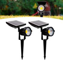 Kit 2 Luminária Espeto Jardim Led Energia Solar 10w Quente