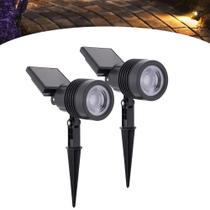 Kit 2 Luminária Espeto Jardim Super Led Energia Solar Spot Es02 Quente