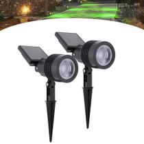 Kit 2 Luminária Espeto Jardim Super Led Energia Solar Spot Es02 Verde