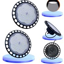 Kit 2 Luminária Led Highbay Smd Ufo 100W Rua Galpão Industrial Frio 6500k Bivolt 110v-220v Ip67