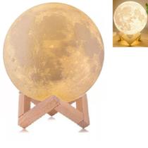 Kit 2 Luminária Lua Cheia Abajur Luz LED com Suporte Lampada