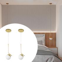 Kit 2 Luminária Lustre Pendente de Teto Moderno Jabuticaba Dourado de alumínio e bivolt Com Globo Vidro 12 cm