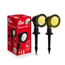 Kit 2 Luminaria Luz Branco Quente Led Espeto Jardim Bivolt