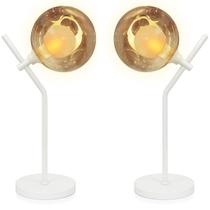 Kit 2 Luminária Mesa Jabuticaba Globo Ambar Harmony Branco Kit 2 Luminária Mesa Jabuticaba Globo Ambar Harmony Branco
