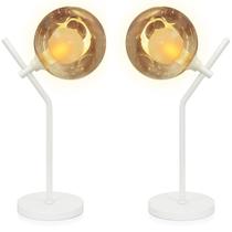 Kit 2 Luminária Mesa Jabuticaba Globo Ambar Harmony Branco