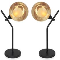 Kit 2 Luminária Mesa Jabuticaba Globo Ambar Harmony Preto Kit 2 Luminária Mesa Jabuticaba Globo Ambar Harmony Preto