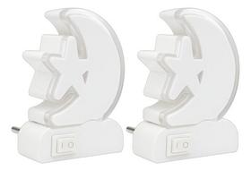 Kit 2 Luminária Mini Abajur Led Criança Bebê Luz Branca Led