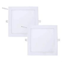 Kit 2 Luminaria Paflon Led 18w Quadrado Embutir 22cm Branco