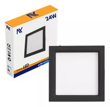 KIT 2 LUMINARIA PAINEL / PLAFON DE LED BIVOLT - PRETO - 24W - QUADRADO EMBUTIR 6500 k - ANY