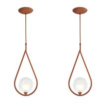Kit 2 Luminária Pendente Aro Gota Harmony Cobre Kit 2 Luminária Pendente Aro Gota Harmony Cobre