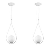 Kit 2 Luminária Pendente Aro Gota Orby Branco Magnifico Kit 2 Luminária Pendente Aro Gota Orby Branco Magnifico