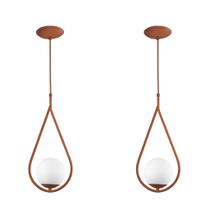 Kit 2 Luminária Pendente Aro Gota Orby Cobre Magnifico