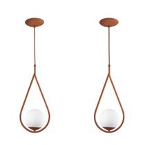 Kit 2 Luminária Pendente Aro Gota Orby Cobre Magnifico Kit 2 Luminária Pendente Aro Gota Orby Cobre Magnifico