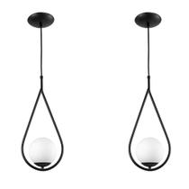 Kit 2 Luminária Pendente Aro Gota Orby Preto Magnifico