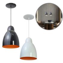 Kit 2 Luminária Pendente Bala Com Interior Laranja Com Fiação 110/220v Kit 2 Luminária Pendente Bala Com Interior Laranja Com Fiação 110/220v