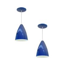 Kit 2 Luminária Pendente Bala Nova Com Interior Branco Brilho Com Fiação 110/220v
