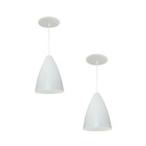 Kit 2 Luminária Pendente Bala Nova Com Interior Branco Brilho Com Fiação 110/220v