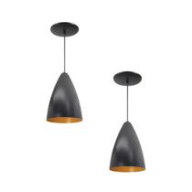 Kit 2 Luminária Pendente Bala Nova Com Interior Cobre Com Fiação 110/220v Kit 2 Luminária Pendente Bala Nova Com Interior Cobre Com Fiação 110/220v