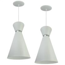 Kit 2 Luminária Pendente Berlim Interior Branco Brilho Fiação 110/220v