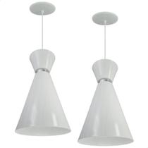 Kit 2 Luminária Pendente Berlim Interior Branco Brilho Fiação 110/220v