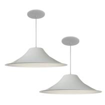 Kit 2 Luminária Pendente Chapéu Chinês Com Interior Branco Brilho Com Fiação 110/220v