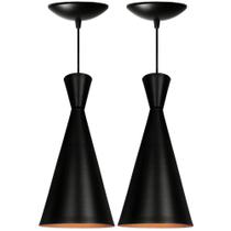 Kit 2 Luminária Pendente Cone Venturi Preto Fosco / Cobre