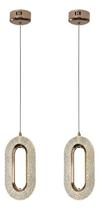 Kit 2 Luminária Pendente Cristal Cabeceira Led Oval Dourado Cor da estrutura:DouradoVoltagem:127/220V