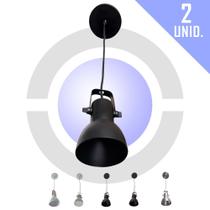 Kit 2 Luminária Pendente em Alumínio p/ Lâmpada LED ou Comum de Sobrepor Teto Loja Casa Soquete E27
