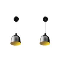 Kit 2 Luminária Pendente Gota Com Interior Amarelo Com Fiação 110/220v Kit 2 Luminária Pendente Gota Com Interior Amarelo Com Fiação 110/220v