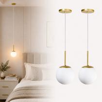 Kit 2 Luminária Pendente Jabuticaba Dourado Bola Globo Vidro Kit 2 Luminária Pendente Jabuticaba Dourado Bola Globo Vidro