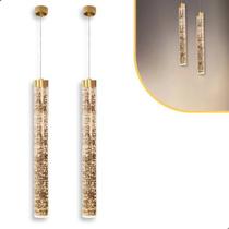 Kit 2 Luminária Pendente Lustre Bolhas De Cristal Cilíndrico Luxo Kit 2 Luminária Pendente Lustre Bolhas De Cristal Cilíndrico Luxo