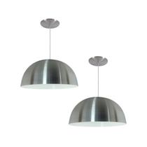 Kit 2 Luminária Pendente Meia Lua 24cm Com Interior Branco Brilho Fiação 110/220v Kit 2 Luminária Pendente Meia Lua 24cm Com Interior Branco Brilho Fiação 110/220v