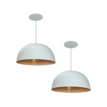 Kit 2 Luminária Pendente Meia Lua 24cm Com Interior Cobre Fiação 110/220v Kit 2 Luminária Pendente Meia Lua 24cm Com Interior Cobre Fiação 110/220v