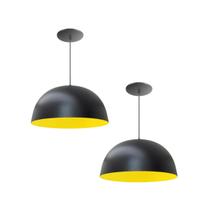Kit 2 Luminária Pendente Meia Lua 24cm Interior Amarelo Com Fiação 110/220v Kit 2 Luminária Pendente Meia Lua 24cm Interior Amarelo Com Fiação 110/220v